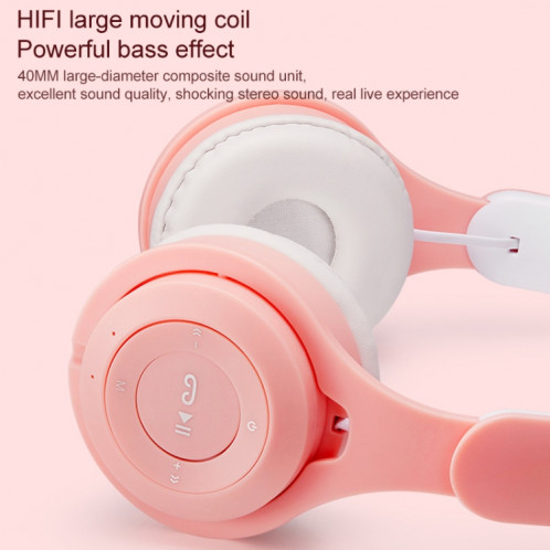 Casque Bluetooth Bluetooth pliable à deux couleurs d'oreilles de chat m6 avec une fente de carte Jack & TF de 3,5 mm (blanc) SH931W878-08