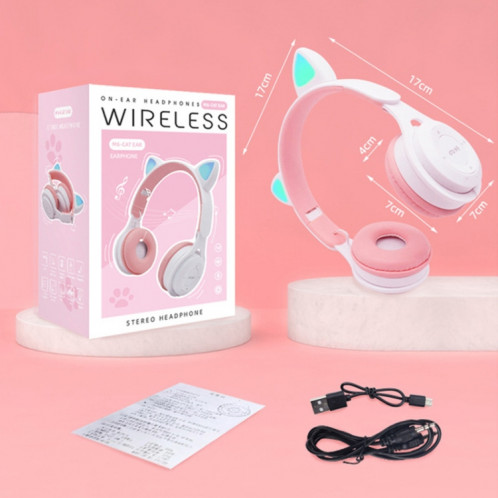 M6 oreilles chat lumineuses oreilles de chat à deux couleurs casque Bluetooth pliable avec fente de carte Jack & TF de 3,5 mm (bleu) SH931L1191-08
