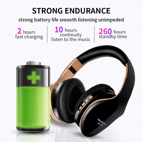 Casque sans fil Bluetooth 4.0 pliable SN-P18 avec micro, carte de soutien TF (noir) SH024B922-012