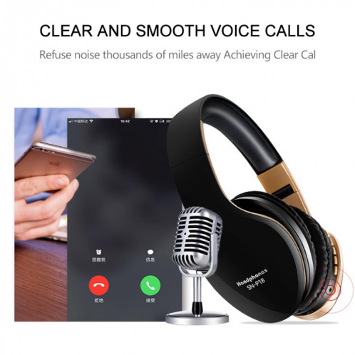 Casque sans fil Bluetooth 4.0 pliable SN-P18 avec micro, carte de soutien TF (noir) SH024B922-012