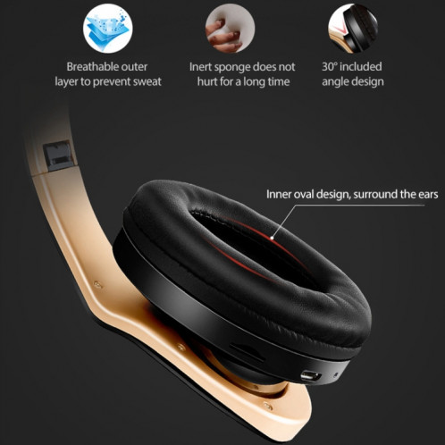 Casque sans fil Bluetooth 4.0 pliable SN-P18 avec micro, carte de soutien TF (noir) SH024B922-012