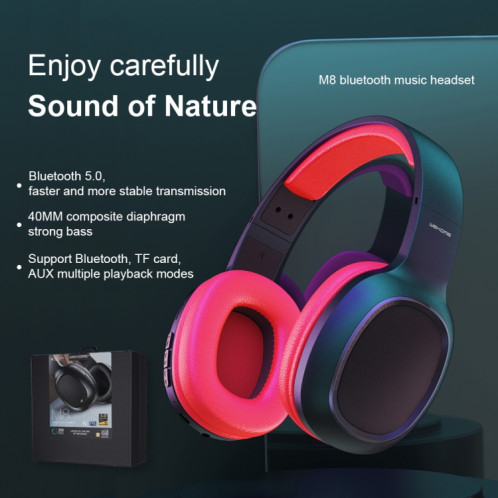 WK M8 Bluetooth 5.0 Fashion Design Music Casque Bluetooth, carte de soutien TF (rouge) SW612R303-010