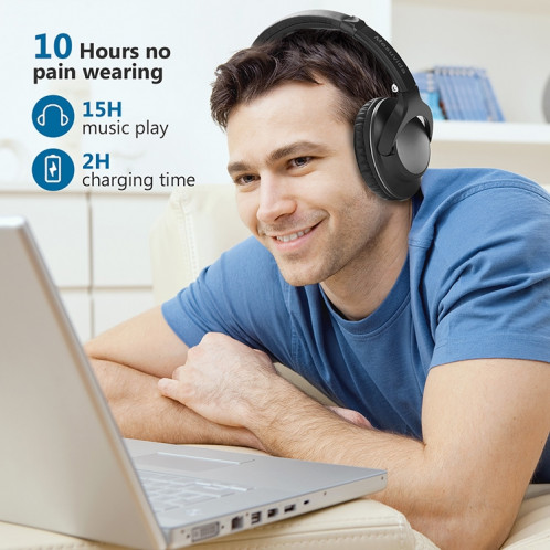 BTH-803 Casque d'écoute sans fil pliable Bluetooth V4.1 avec son stéréo (noir) SH605B1117-08