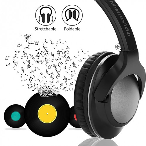BTH-803 Casque d'écoute sans fil pliable Bluetooth V4.1 avec son stéréo (noir) SH605B1117-08