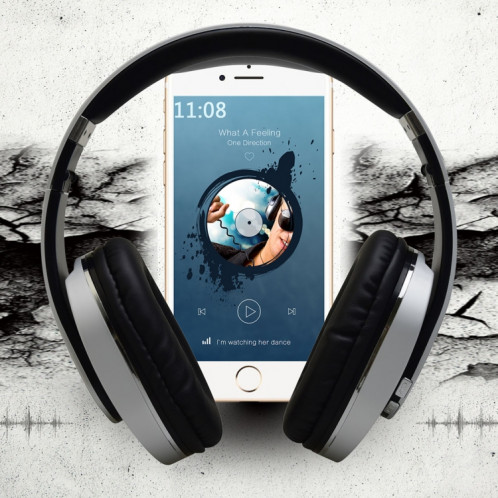 BTH-878 Casque d'écoute sans fil pliable Bluetooth V4.1 avec son stéréo (noir) SH606B1544-09