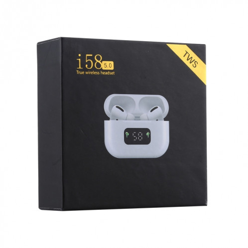 Écouteur Bluetooth sans fil i58 TWS Bluetooth 5.0 Touch pour système IOS, avec boîte de charge d'attraction magnétique et affichage numérique intelligent, prise en charge Siri (blanc) SH141W1613-09