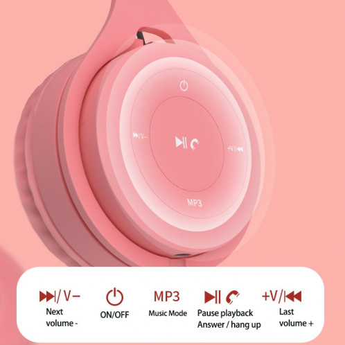Casque Bluetooth Macaron de qualité sonore Y08 Hifi, prend en charge les appels et la carte TF et 3,5 mm AUX (rose) SH256F870-011