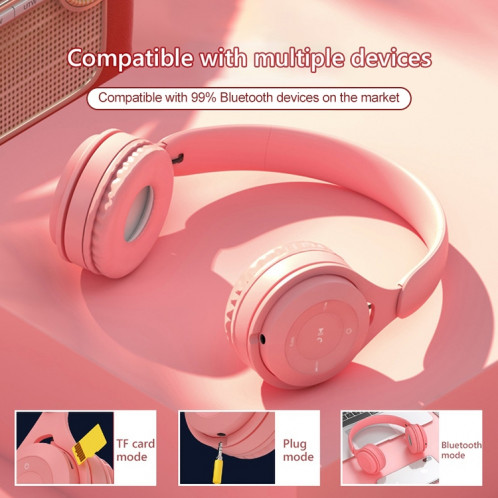 Casque Bluetooth Macaron de qualité sonore Y08 Hifi, prend en charge les appels et la carte TF et 3,5 mm AUX (blanc) SH256W274-011