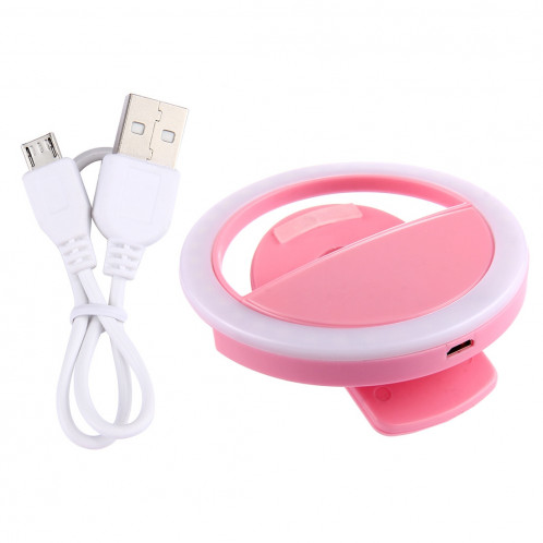 Chargeur Selfie Beauté Lumière, Pour iPhone, Galaxy, Huawei, Xiaomi, LG, HTC et autres téléphones intelligents avec clip réglable et câble USB (rose) SH394F1293-08