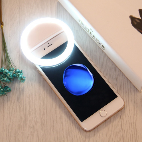 Chargeur Selfie Beauté Lumière, Pour iPhone, Galaxy, Huawei, Xiaomi, LG, HTC et autres téléphones intelligents avec clip réglable et câble USB (Blanc) SH394W1774-08