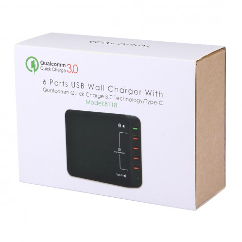 Q8118 1 chargeur rapide de bureau USB 3.1 + 4 Smart Identification USB + 1 USB-C / Type-C 3.1, pour iPhone / iPad / Galaxy / Huawei / Xiaomi / LG / HTC / Meizu et autres téléphones intelligents SH08481605-011