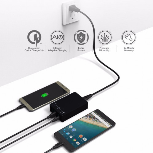Q8118 1 chargeur rapide de bureau USB 3.1 + 4 Smart Identification USB + 1 USB-C / Type-C 3.1, pour iPhone / iPad / Galaxy / Huawei / Xiaomi / LG / HTC / Meizu et autres téléphones intelligents SH08481605-011