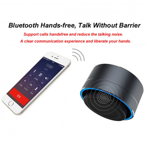 Mini haut-parleur stéréo portable Bluetooth A10, avec micro et LED intégrés, prise en charge des appels mains libres et carte TF, Bluetooth Distance: 10 m (noir) SH350B1560-011