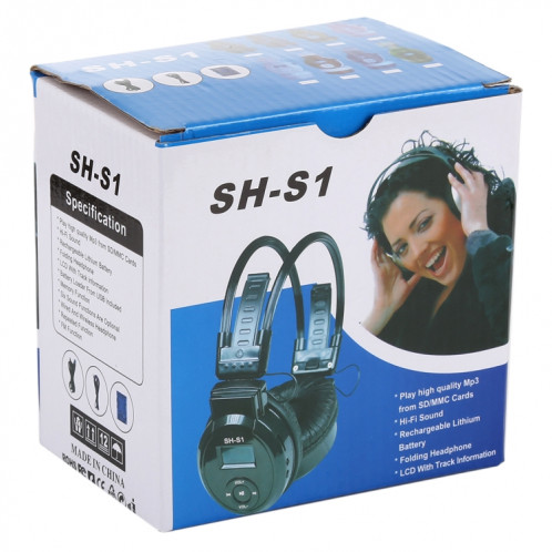 Casque d'écoute de sport sans fil HiFi stéréo pliable SH-S1 avec écran LCD pour afficher les informations de piste et la carte SD / TF, Pour les téléphones intelligents et iPad et ordinateur portable et ordinateur SH997J1545-09