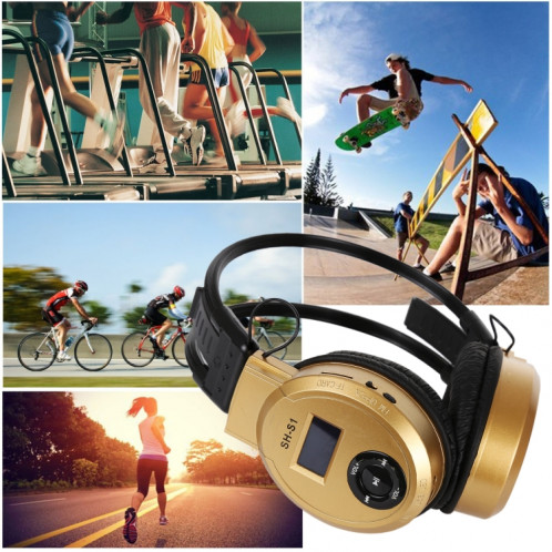 Casque d'écoute de sport sans fil HiFi stéréo pliable SH-S1 avec écran LCD pour afficher les informations de piste et la carte SD / TF, Pour les téléphones intelligents et iPad et ordinateur portable et ordinateur SH997J1545-09