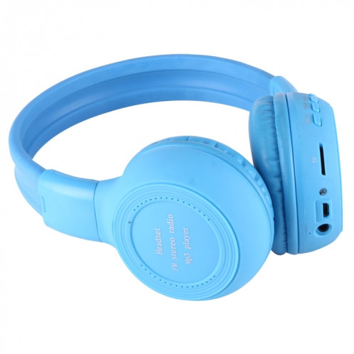 BS-N65 Headband Casque d'écoute sans fil HiFi stéréo pliable avec écran LCD et fente pour carte TF et voyant LED et fonction FM (bleu) SH364L1642-08