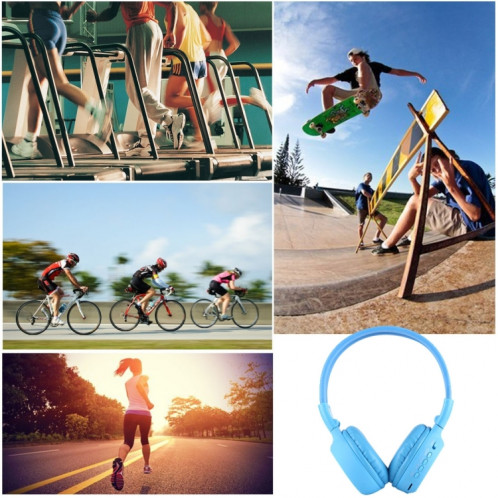 BS-N65 Headband Casque d'écoute sans fil HiFi stéréo pliable avec écran LCD et fente pour carte TF et voyant LED et fonction FM (bleu) SH364L1642-08