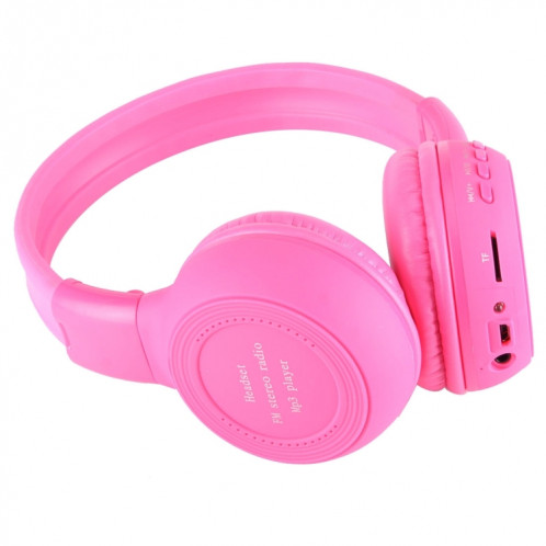 BS-N65 Headband Casque d'écoute sans fil HiFi stéréo pliant avec écran LCD et fente pour carte TF et voyant LED et fonction FM (magenta) SH364M672-08