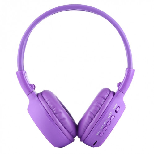 BS-N65 Headband Casque d'écoute sans fil HiFi stéréo pliant avec écran LCD et fente pour carte TF et voyant LED et fonction FM (violet) SH364P908-08