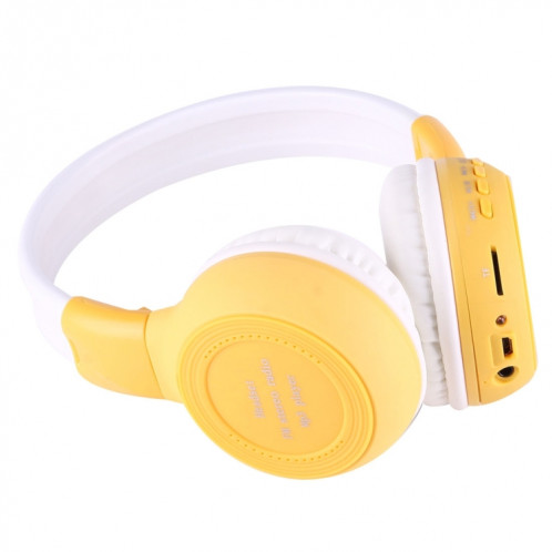 BS-N65 Headband Casque d'écoute sans fil HiFi stéréo pliant avec écran LCD et fente pour carte TF et voyant LED et fonction FM (jaune) SH364Y1598-08