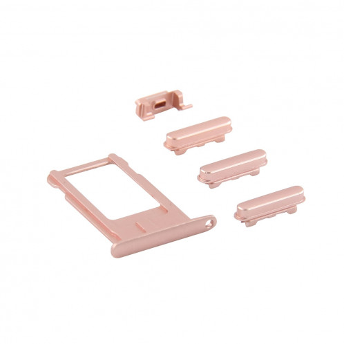 iPartsBuy 4 en 1 pour iPhone 6 Plus (porte-cartes + touche de contrôle du volume + bouton d'alimentation + touche de vibreur interrupteur muet) (or rose) SI12RG584-03