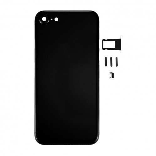 iPartsBuy 6 en 1 pour iPhone 7 (couverture arrière + plateau de carte + touche de contrôle du volume + bouton d'alimentation + interrupteur de sourdine vibrateur clé + signe) Couvercle du boîtier de SI85BL1811-08