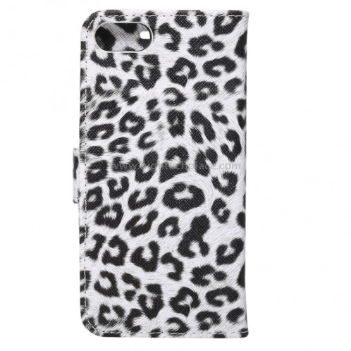 Pour iPhone 8 & 7 Leopard Pattern Etui à Rabat Horizontal en Cuir avec Support & Slots & Portefeuille (Blanc) SP110W1584-08