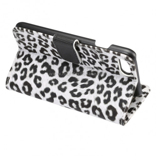 Pour iPhone 8 & 7 Leopard Pattern Etui à Rabat Horizontal en Cuir avec Support & Slots & Portefeuille (Blanc) SP110W1584-08