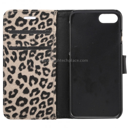 Pour iPhone 8 et 7 Leopard Motif Horizontal Etui en cuir à rabat avec porte-cartes et fentes pour cartes et porte-monnaie (Jaune) SP110Y1650-08