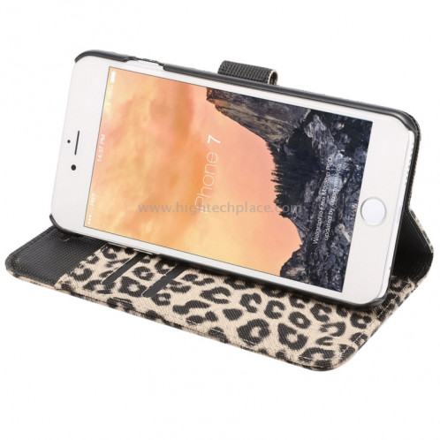 Pour iPhone 8 et 7 Leopard Motif Horizontal Etui en cuir à rabat avec porte-cartes et fentes pour cartes et porte-monnaie (Jaune) SP110Y1650-08