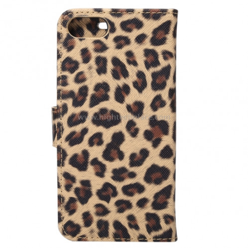 Pour iPhone 8 et 7 Leopard Motif Horizontal Flip étui en cuir avec support et fentes de cartes et porte-monnaie (Brun) SP110Z637-08