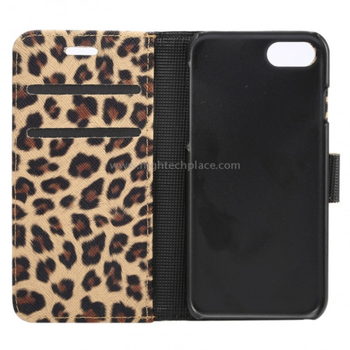 Pour iPhone 8 et 7 Leopard Motif Horizontal Flip étui en cuir avec support et fentes de cartes et porte-monnaie (Brun) SP110Z637-08