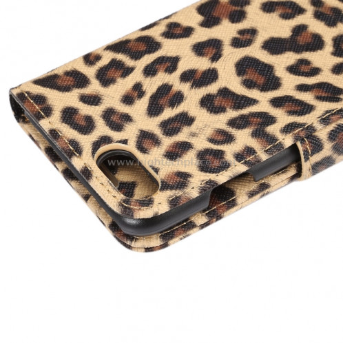 Pour iPhone 8 et 7 Leopard Motif Horizontal Flip étui en cuir avec support et fentes de cartes et porte-monnaie (Brun) SP110Z637-08