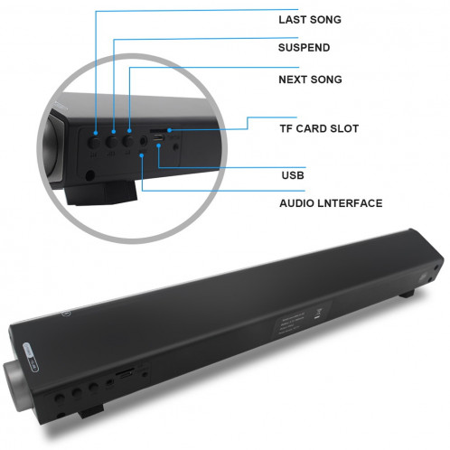 Soundbar LP-08 (CE0150) Lecteur MP3 USB 2.1CH Bluetooth Sound Bar Président (noir) SH114B493-06