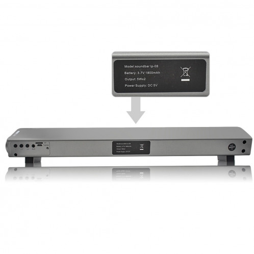 Soundbar LP-08 (CE0150) Lecteur MP3 USB 2.1CH Bluetooth Sound Bar Président (argent) SH114S308-06