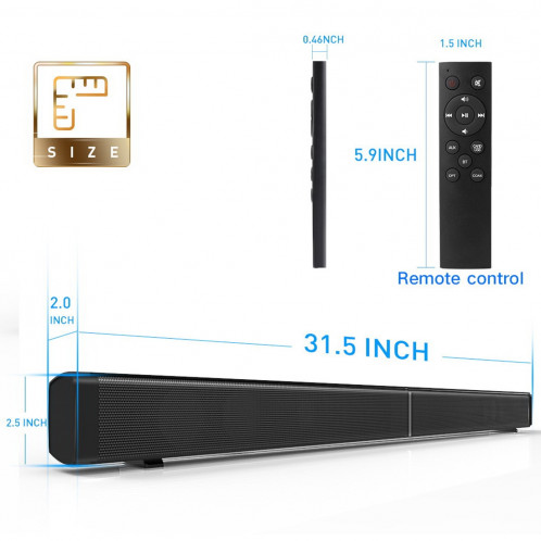 Soundbar LP-09 (CE0148) Haut-parleur de barre de son sans fil Bluetooth Home Theater avec télécommande (noir) SH117B1200-014