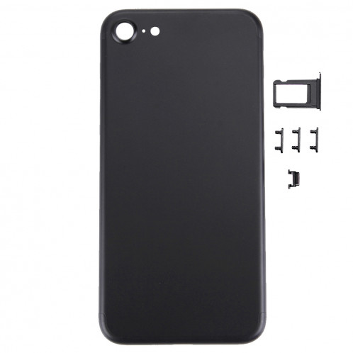 iPartsBuy 5 en 1 pour iPhone 7 (couverture arrière + plateau de carte + touche de contrôle du volume + bouton d'alimentation + touche de vibreur interrupteur muet) couvercle du boîtier Assemblée complète (noir) SI471B1588-08