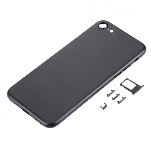 iPartsBuy 5 en 1 pour iPhone 7 (couverture arrière + plateau de carte + touche de contrôle du volume + bouton d'alimentation + touche de vibreur interrupteur muet) couvercle du boîtier Assemblée complète (noir) SI471B1588-08