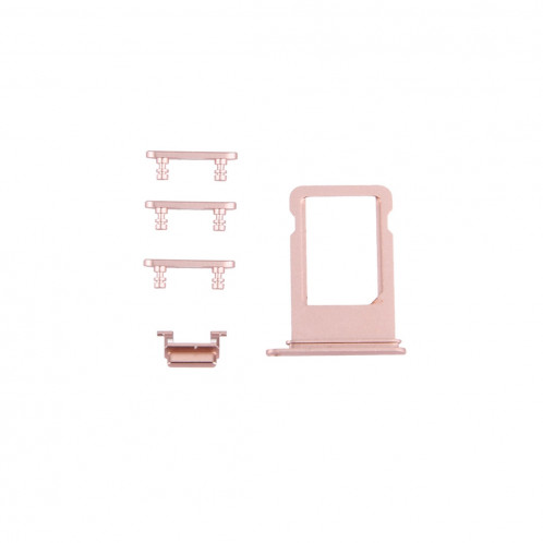 iPartsAchetez pour le plateau de carte d'iPhone 7 + la clé de contrôle de volume + le bouton d'alimentation + la touche vibrante de commutateur de muet (or rose) SI20RG748-04