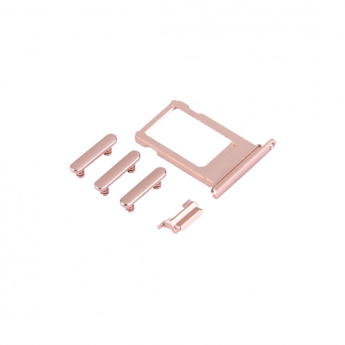 iPartsAchetez pour le plateau de carte d'iPhone 7 + la clé de contrôle de volume + le bouton d'alimentation + la touche vibrante de commutateur de muet (or rose) SI20RG748-04