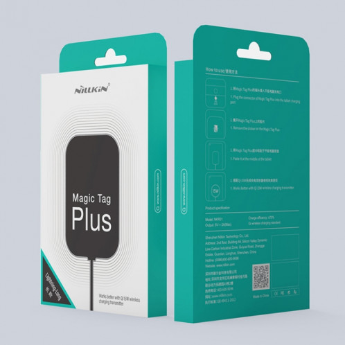 NILLKIN NKR01 pour iPad 9,7 / 10,2 pouces et iPad Air 10,5 pouces et iPad Pro 10,5 pouces de long Magic Tag Plus QI récepteur de charge sans fil standard avec port 8 broches SN05331389-016