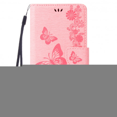 Pour iPhone 8 & 7 fleurs pressées papillon motif horizontal étui en cuir flip avec titulaire et fentes pour cartes et porte-monnaie (rose) SP212F16-09