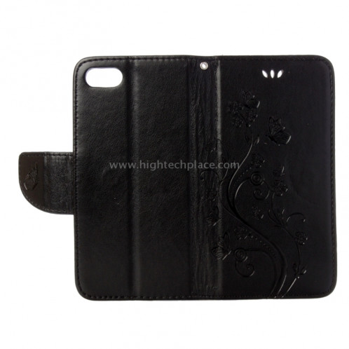 Pour iPhone 8 & 7 Pressed Flowers Etui à Rabat Horizontal en Cuir avec Porte-Cartes & Slots & Portefeuille (Noir) SP222B2-09