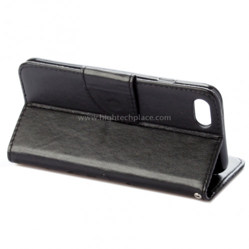 Pour iPhone 8 & 7 Pressed Flowers Etui à Rabat Horizontal en Cuir avec Porte-Cartes & Slots & Portefeuille (Noir) SP222B2-09