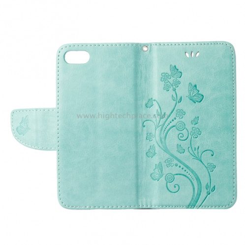 Pour iPhone 8 & 7 Pressed Flowers Etui à rabat en cuir horizontal avec porte-cartes et fentes pour cartes (vert) SP222G8-09