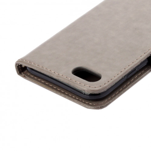 Pour iPhone 8 & 7 fleurs pressées Horizontal étui en cuir flip avec titulaire et fentes pour cartes et porte-monnaie (gris) SP222H422-09