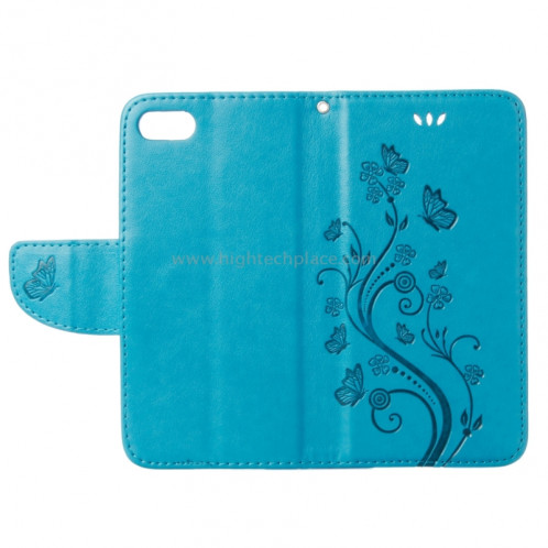 Pour iPhone 8 & 7 Pressed Flowers Etui à rabat horizontal en cuir avec porte-cartes et fentes pour cartes (bleu) SP222L2-09