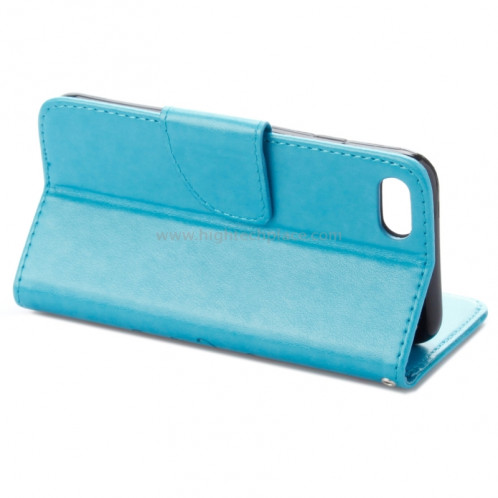 Pour iPhone 8 & 7 Pressed Flowers Etui à rabat horizontal en cuir avec porte-cartes et fentes pour cartes (bleu) SP222L2-09