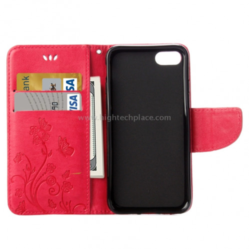 Pour iPhone 8 & 7 Pressed Flowers Etui à Rabat Horizontal en Cuir avec Porte-cartes et Slots & Porte-cartes (Magenta) SP222M9-09