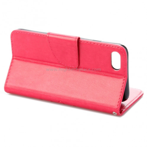 Pour iPhone 8 & 7 Pressed Flowers Etui à Rabat Horizontal en Cuir avec Porte-cartes et Slots & Porte-cartes (Magenta) SP222M9-09